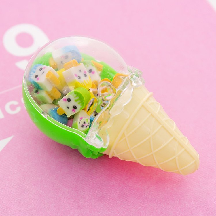 Wholesale cartoon cute student eraser promotional gifts ice cream pencil children erasers sets for kids