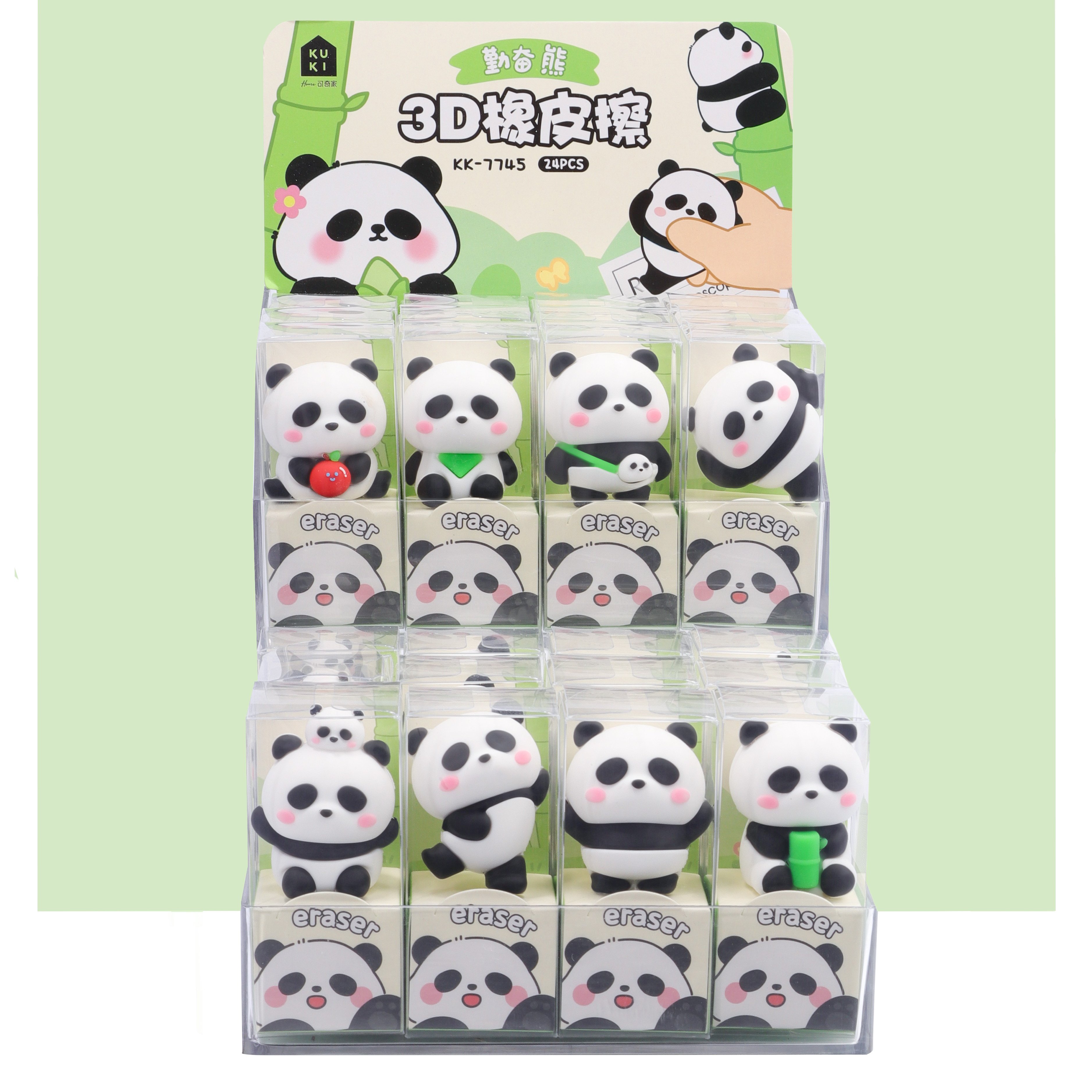 Manufacturer Best Selling School Supplies children Fancy Cute Kawaii 3d Cute Panda Rubber pencil eraser