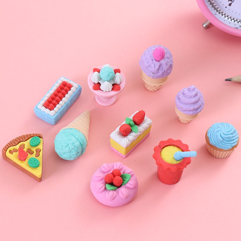 Kawaii Cute Kids Eraser Set Cartoon Sweet Time Series Promotional Pencil Erasers for Students