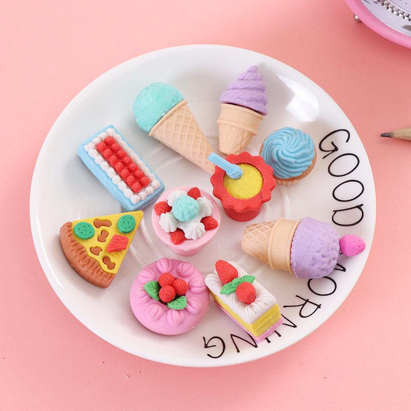 Kawaii Cute Kids Eraser Set Cartoon Sweet Time Series Promotional Pencil Erasers for Students