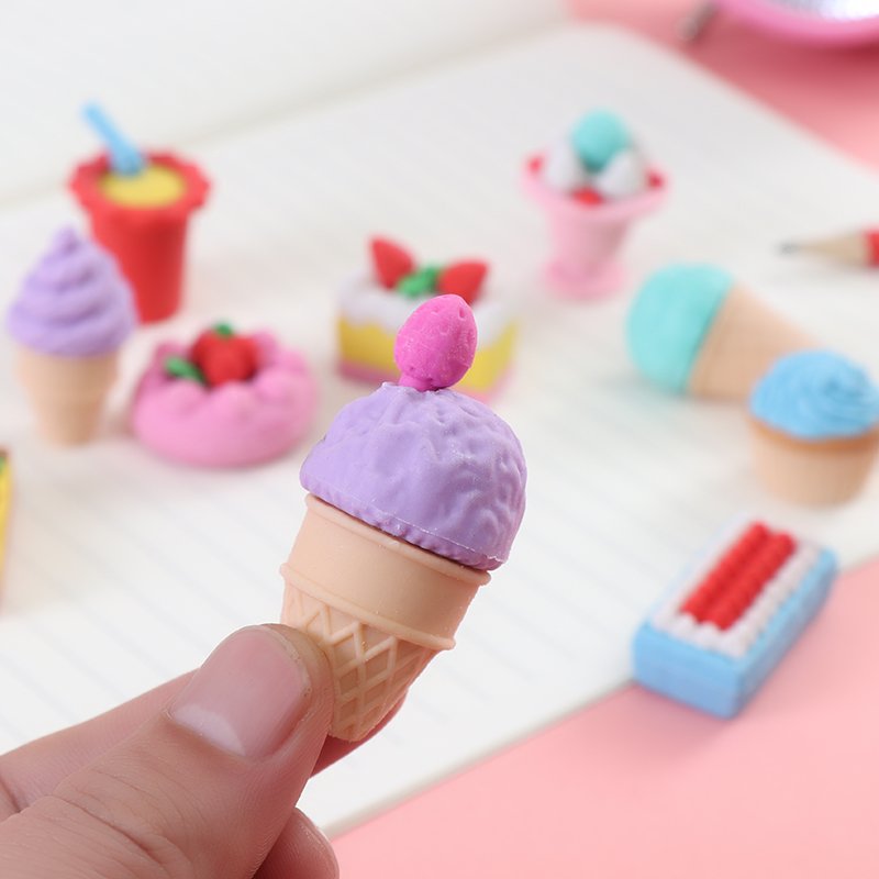 Kawaii Cute Kids Eraser Set Cartoon Sweet Time Series Promotional Pencil Erasers for Students