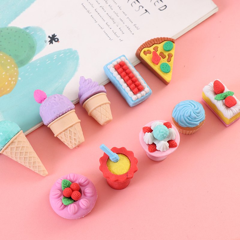 Kawaii Cute Kids Eraser Set Cartoon Sweet Time Series Promotional Pencil Erasers for Students
