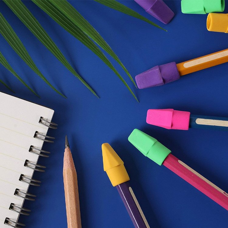 2023 stationery supplies portable children pencil eraser set school supply small color replaceable Eraser Top for pencils