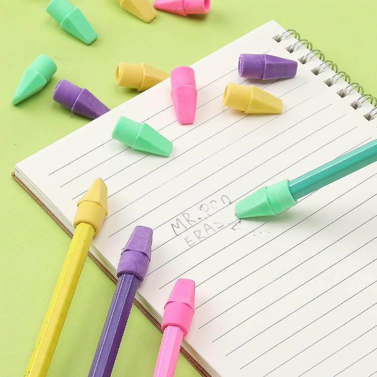 2023 stationery supplies portable children pencil eraser set school supply small color replaceable Eraser Top for pencils