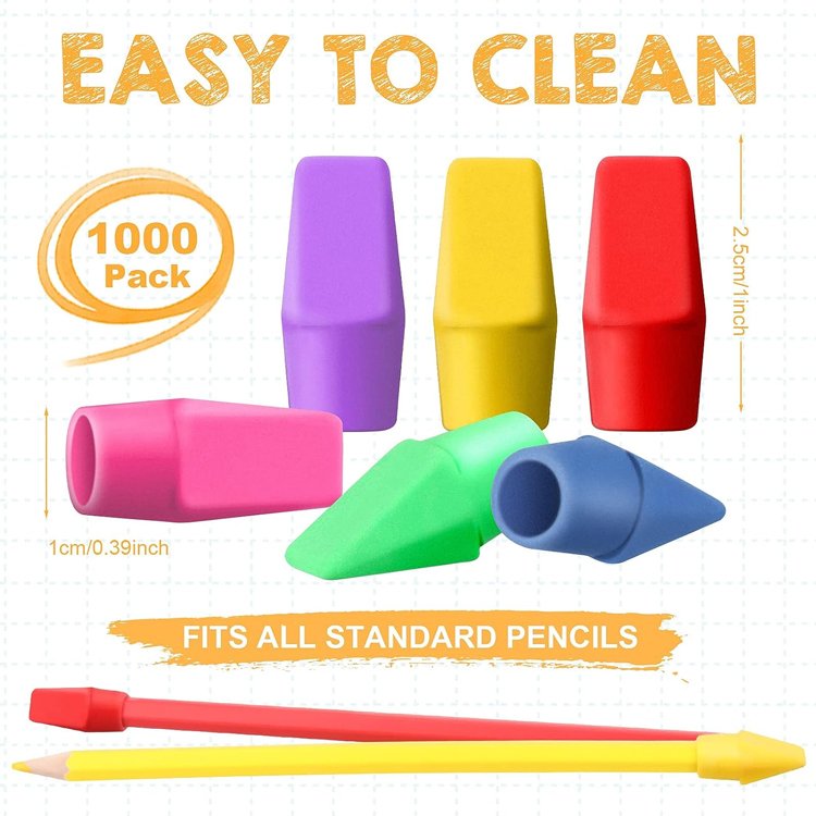 2023 stationery supplies portable children pencil eraser set school supply small color replaceable Eraser Top for pencils