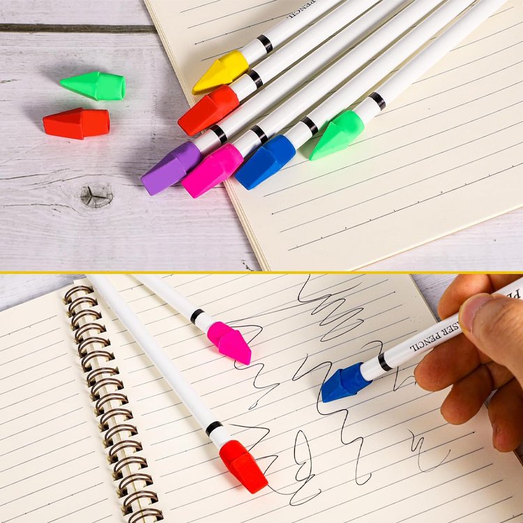 2023 stationery supplies portable children pencil eraser set school supply small color replaceable Eraser Top for pencils