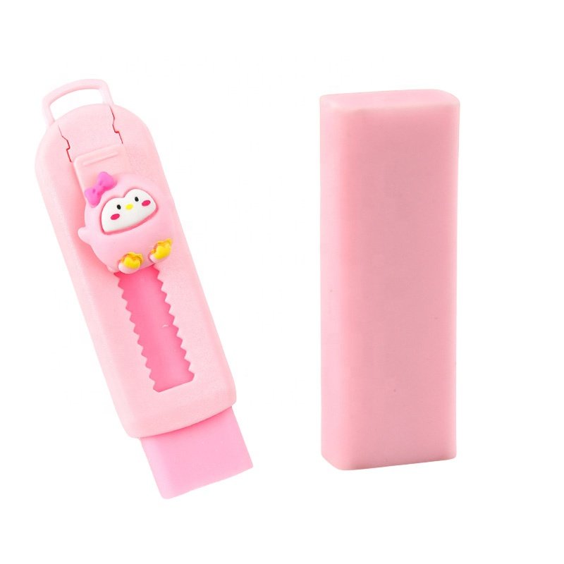 New Design Eraser Cute Design Custom Color Children's Pencil Erasers Retractable Eraser For Sale