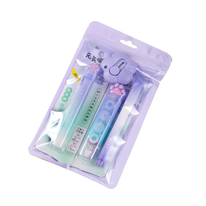 YuBon Creative Cute Cat Paw stationery set correction tape Gel Pen eraser For Student Office mini Portable Stationery Supplies