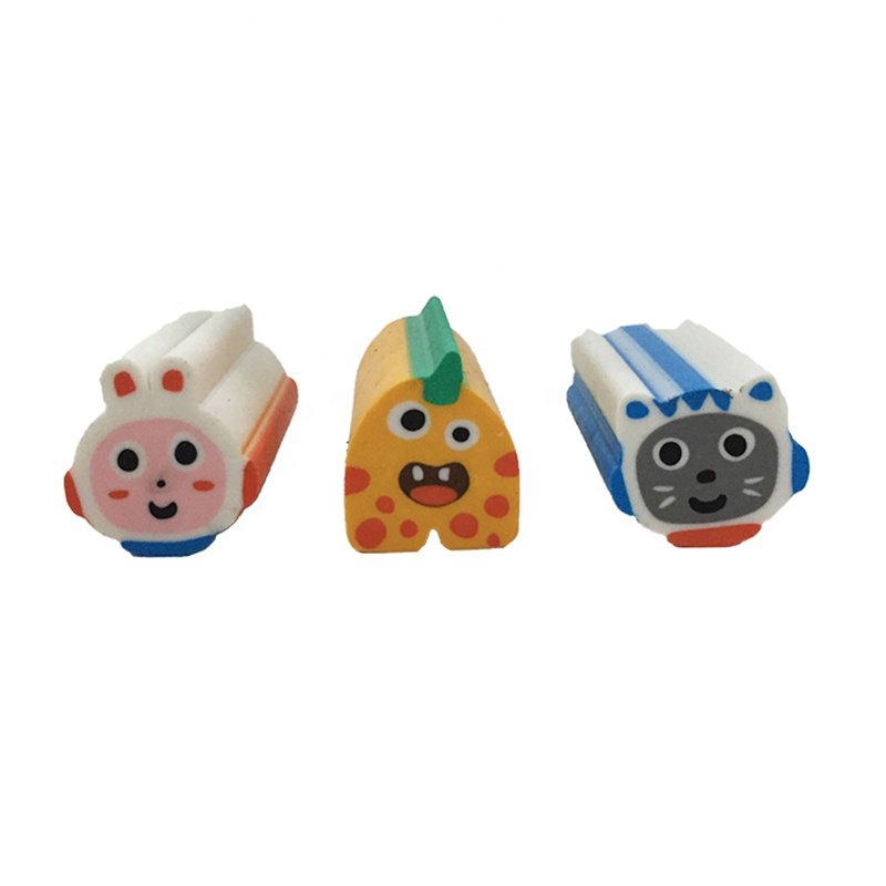 Wholesales Custom Logo Cartoon Animal Rubber Eraser For Kids Gift School Pencil 3D Erasers Set