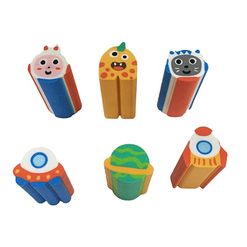 Wholesales Custom Logo Cartoon Animal Rubber Eraser For Kids Gift School Pencil 3D Erasers Set