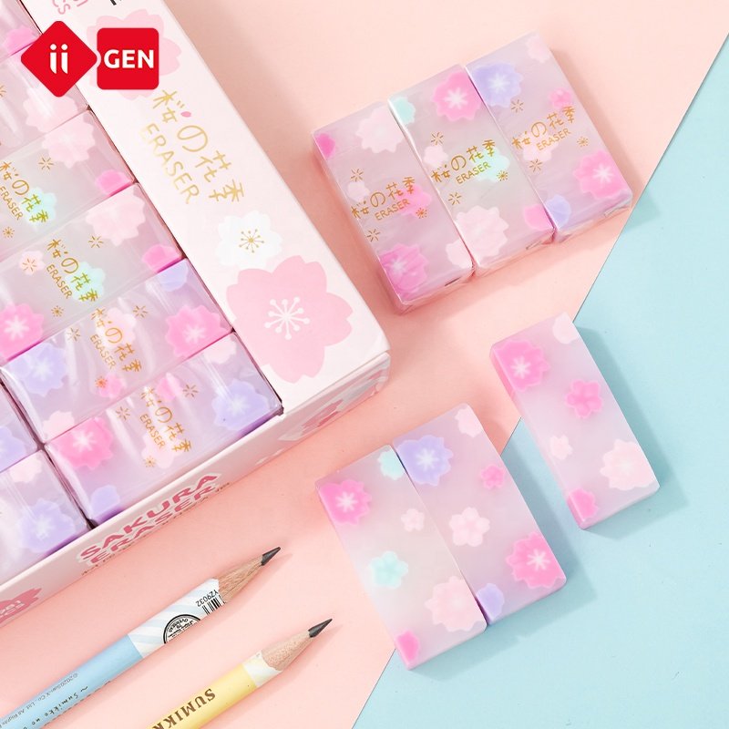 IIGEN plastic cherry blossom cartoon fun children's eraser student exam correction rubber fun eraser