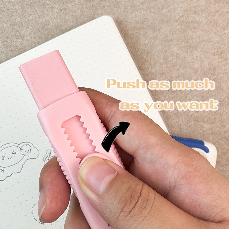 KOMI kawaii retractable erasers wholesale children's pencil eraser set for kids school supplies beautiful cute silgi custom logo