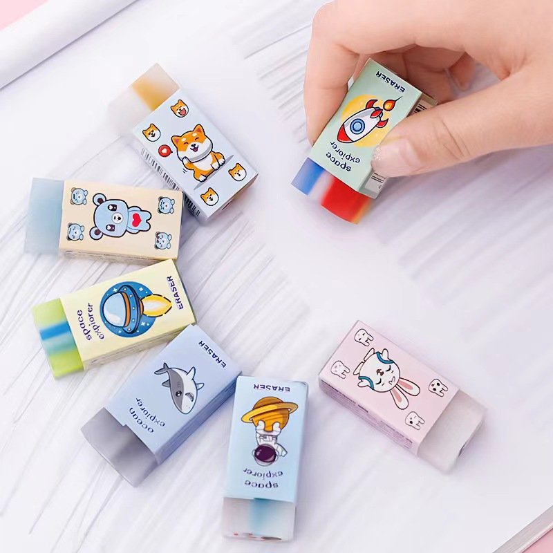 Soododo Cute Cartoon Cuttable Ocean Animal Erasers Eco-Friendly Novelty School Stationery Supplies for Kids