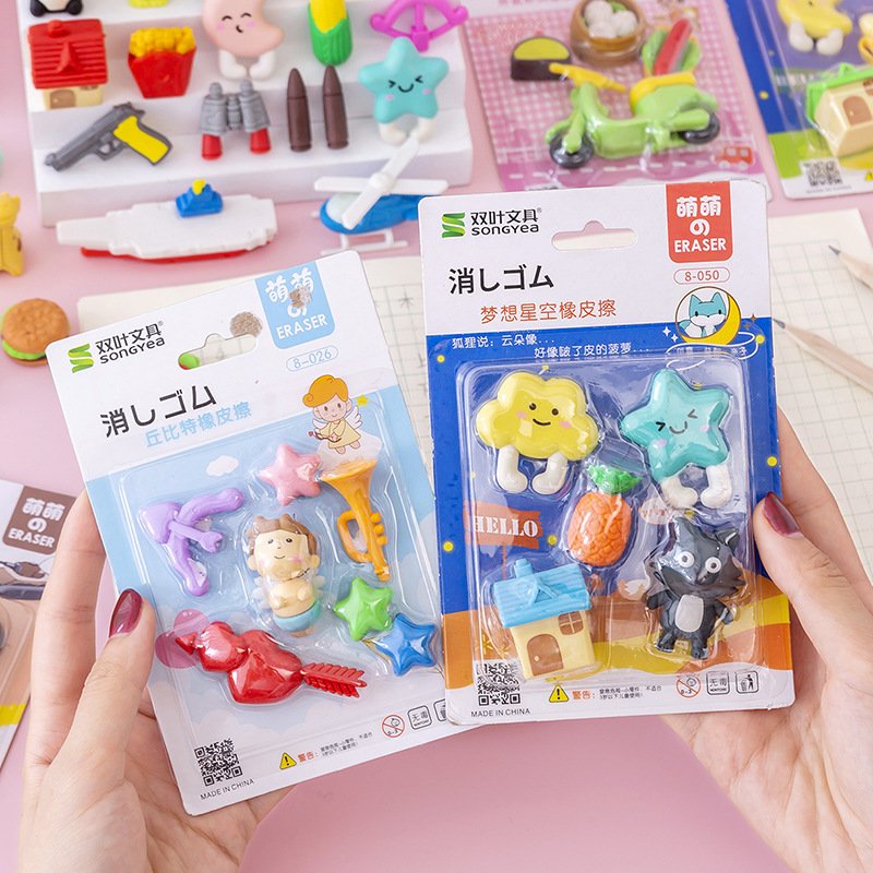 New Arrivals Cute Eraser Stationery Set Animal Eraser Set School Gift Eraser for Children Kids