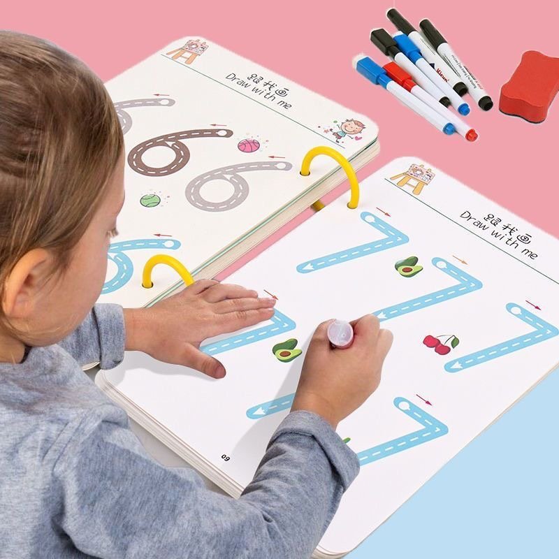 Pen Control Tracing Workbook for Kids Wipe Clean Workbook Children's Magic Copybooks Set Pencil Control Activity Practice Book