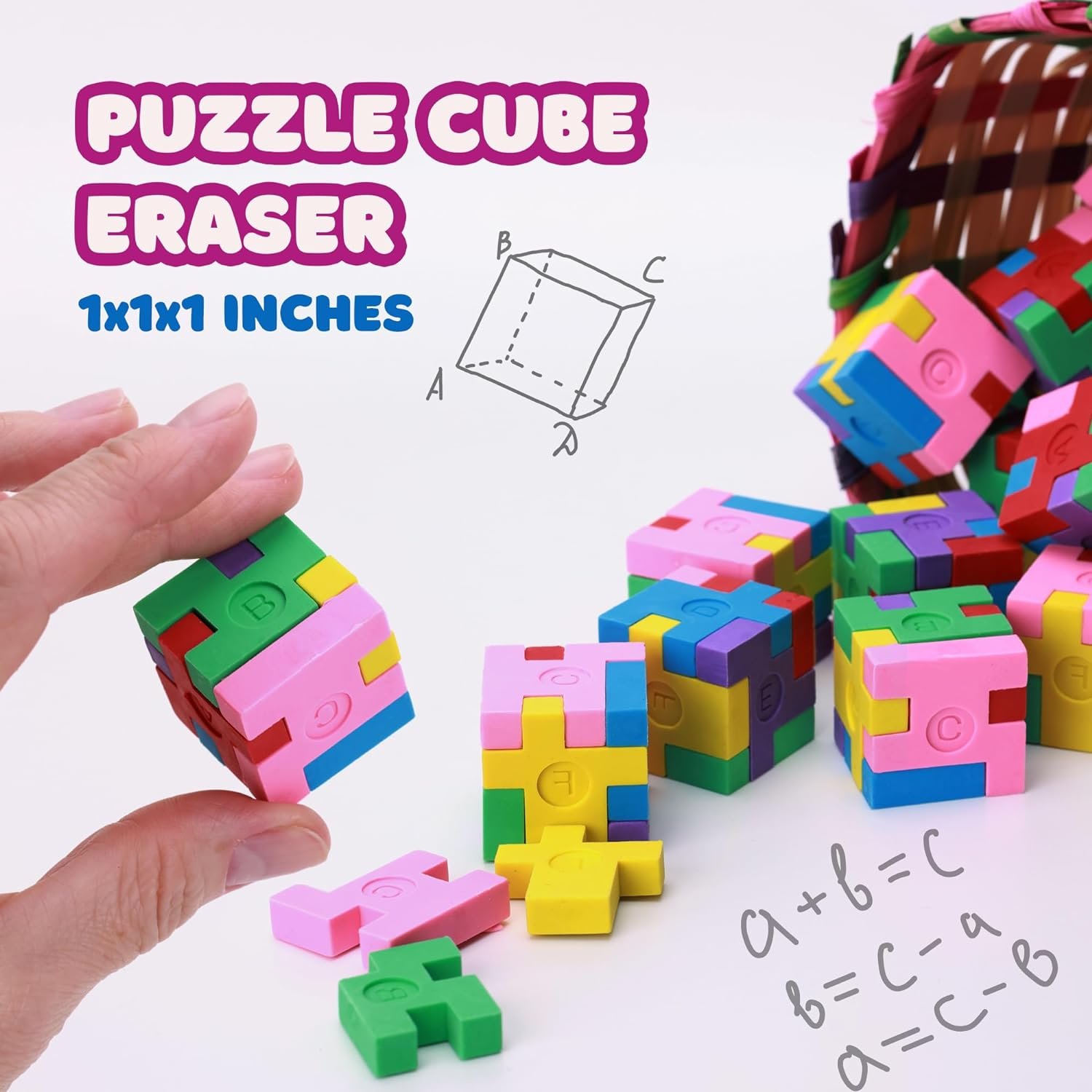 3D Colorful Puzzle Erasers Miniature Pencil Erasers , Cube Pencil Erasers for Kids