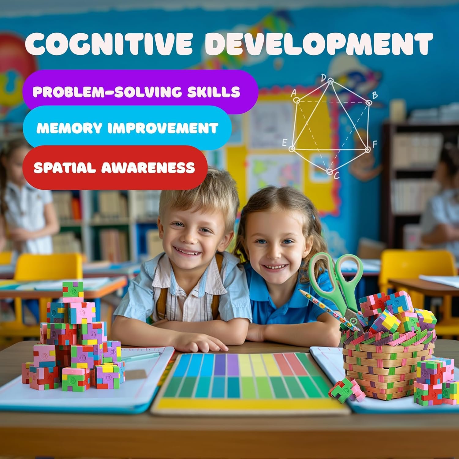 3D Colorful Puzzle Erasers Miniature Pencil Erasers , Cube Pencil Erasers for Kids