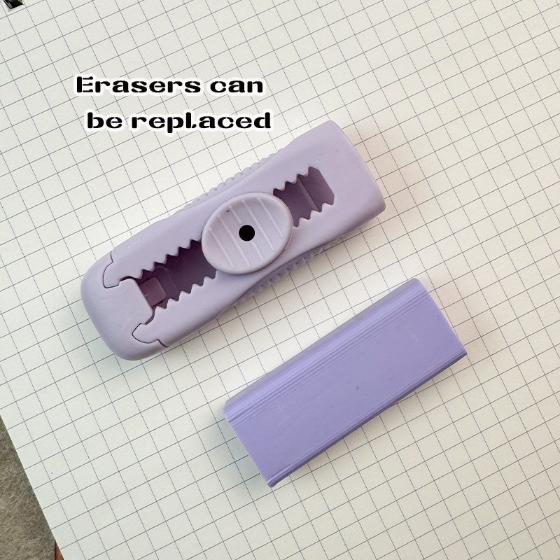KOMI purple retractable erasers wholesale children's pencil eraser set for kids school supplies beautiful cute silgi custom logo