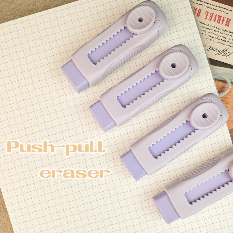 KOMI purple retractable erasers wholesale children's pencil eraser set for kids school supplies beautiful cute silgi custom logo