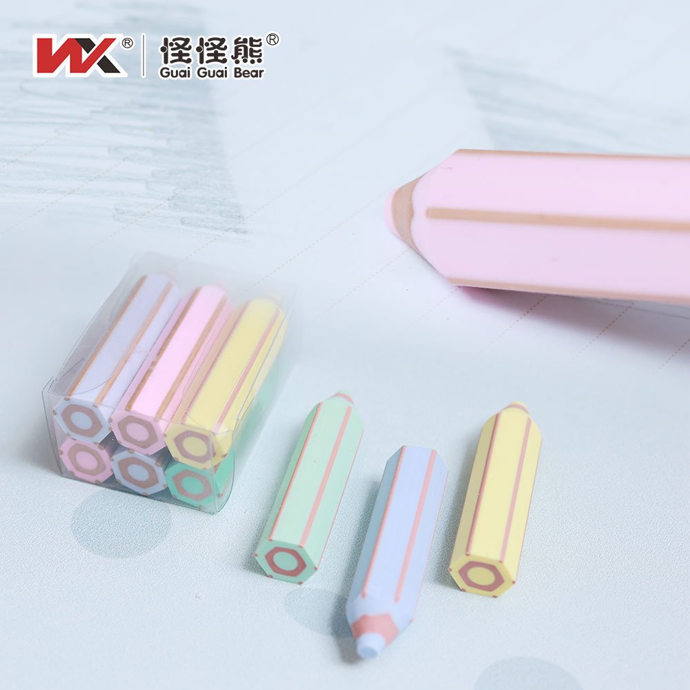 New Macaron Cartoon-Style Pencil Eraser Set Custom Rubber Office Eraser for Kids and Students for School Use Wholesale