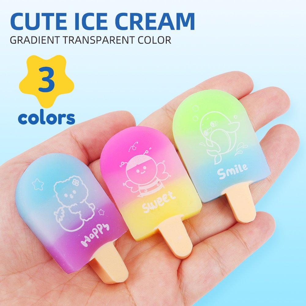 Cartoon novelty stationery supply children's stationery set ice cream modeling cute kawaii girl eraser