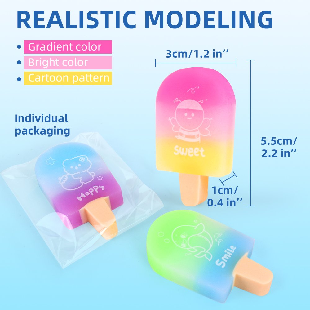 Cartoon novelty stationery supply children's stationery set ice cream modeling cute kawaii girl eraser