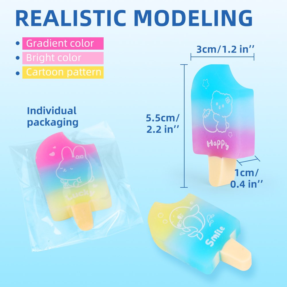 Cartoon novelty stationery supply children's stationery set ice cream modeling cute kawaii girl eraser