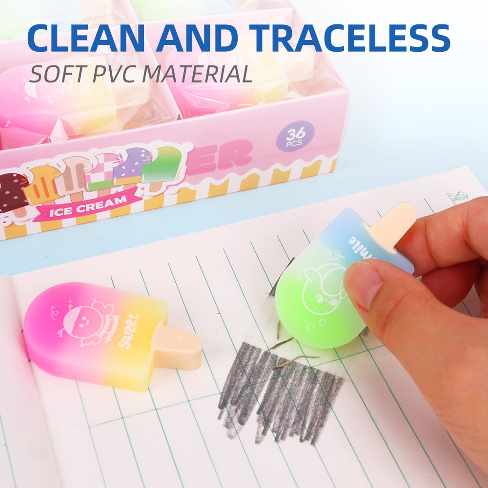 Cartoon novelty stationery supply children's stationery set ice cream modeling cute kawaii girl eraser