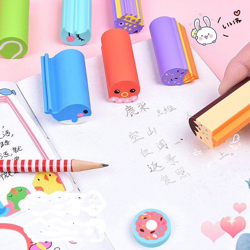 Creative Back-to-school Cartoon 3d Eraser Children's Pencil Erasers Birthday Give Away Gift