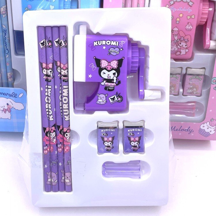 YuBon Stationery Set Pencil Sharpeners eraser Kawaii Kuromi Silicone Sharpener Student Supplies for School opening Gift Box