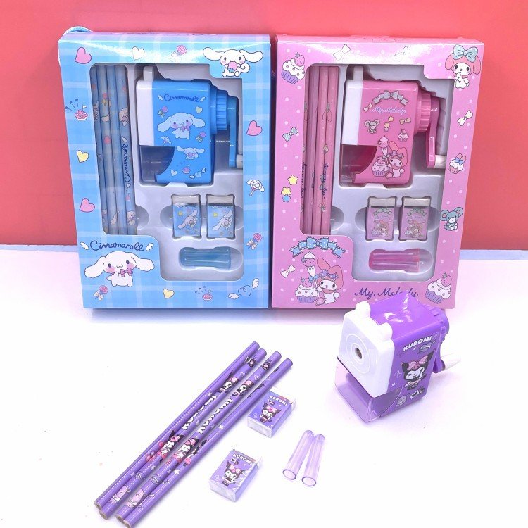 YuBon Stationery Set Pencil Sharpeners eraser Kawaii Kuromi Silicone Sharpener Student Supplies for School opening Gift Box
