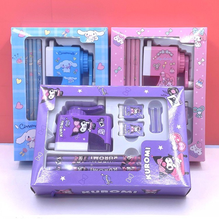 YuBon Stationery Set Pencil Sharpeners eraser Kawaii Kuromi Silicone Sharpener Student Supplies for School opening Gift Box
