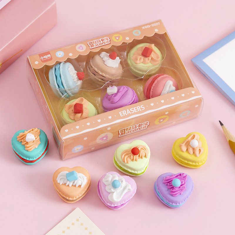 Cute Macaron Dessert Design Eraser Children's Stationery Eraser Creative Mini Eraser