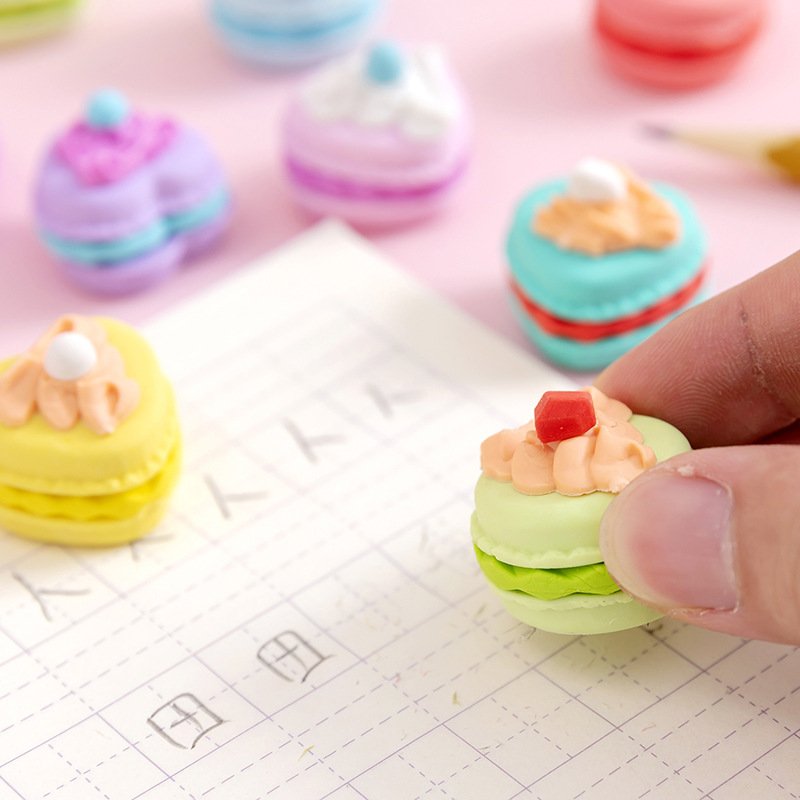 Cute Macaron Dessert Design Eraser Children's Stationery Eraser Creative Mini Eraser