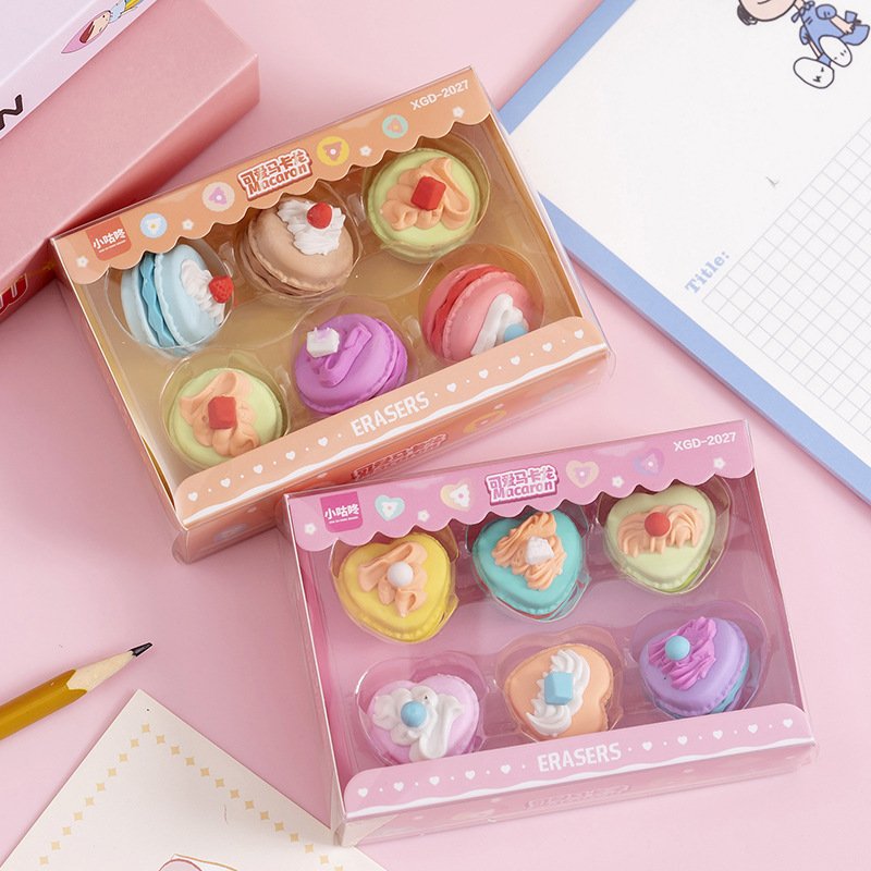 Cute Macaron Dessert Design Eraser Children's Stationery Eraser Creative Mini Eraser