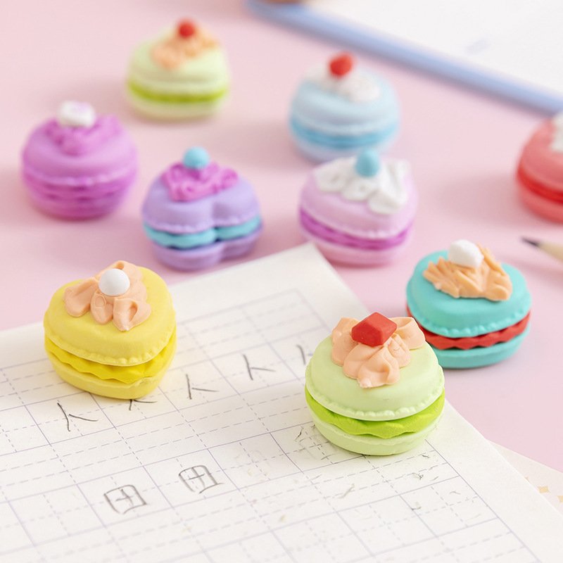 Cute Macaron Dessert Design Eraser Children's Stationery Eraser Creative Mini Eraser