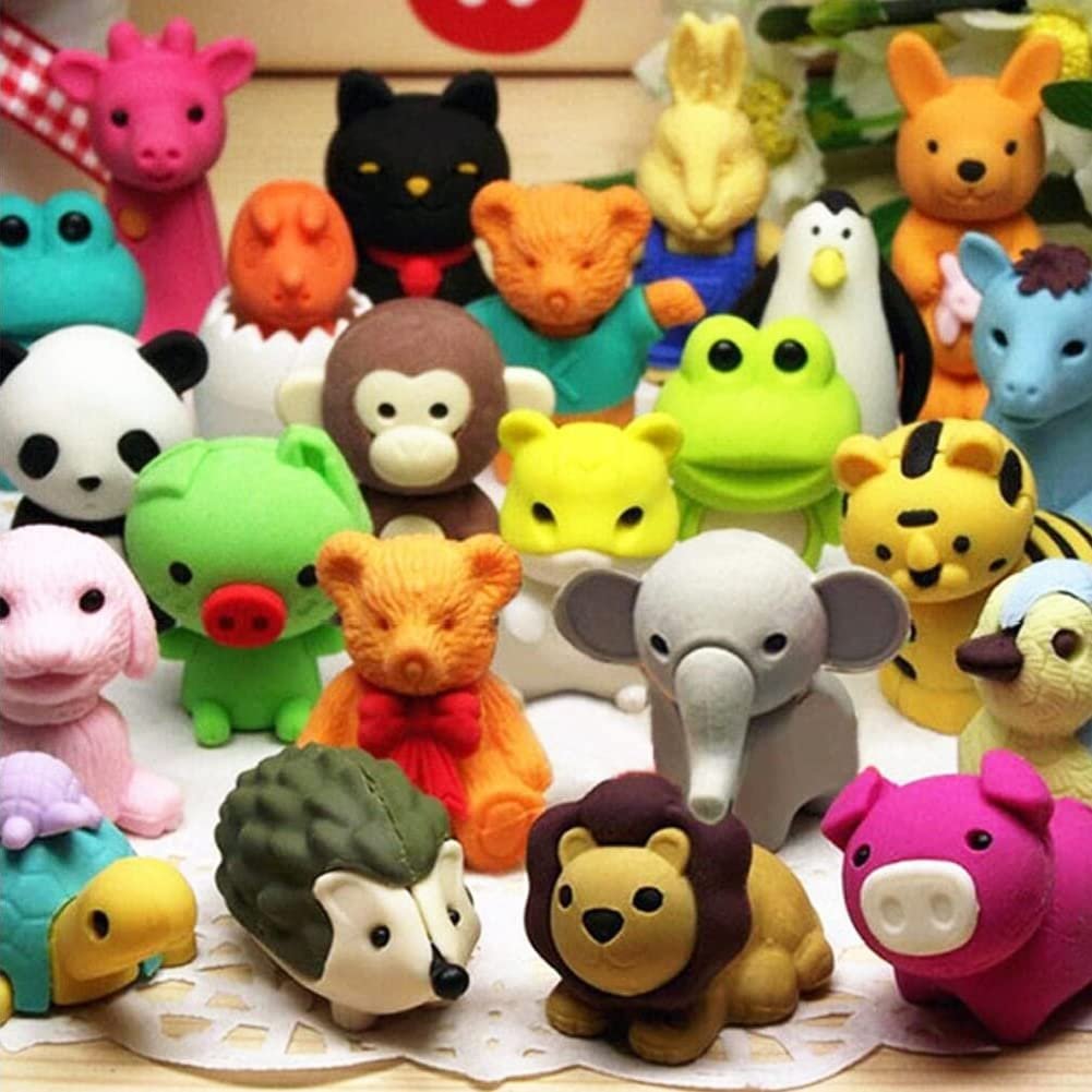 Animal Erasers Desk Pets for Kids Animal Pencil Erasers Bulk Puzzle Erasers Toys Gifts for Classroom Prizes,Game Reward