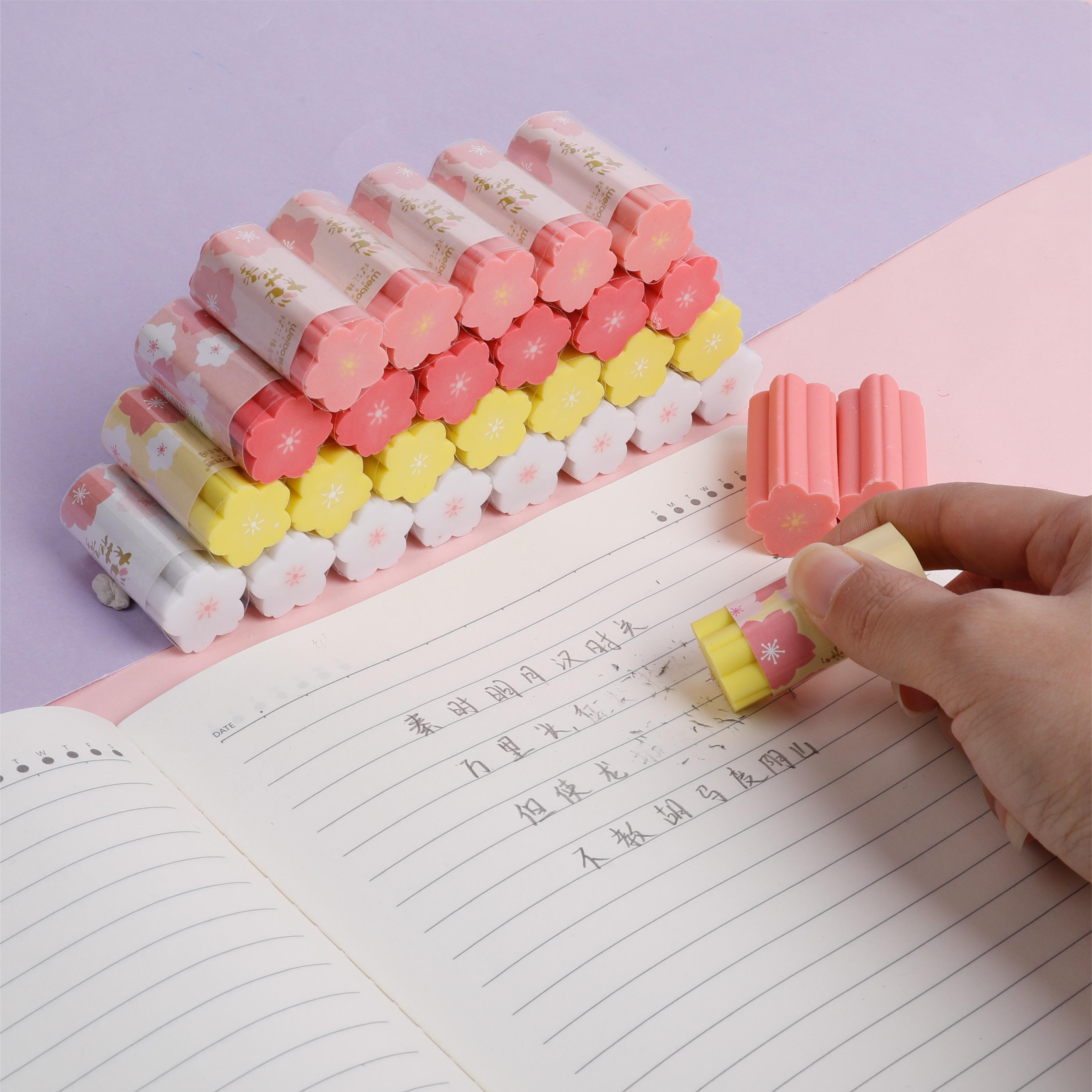 Weibo wholesale cherry blossom shape creative can cut eraser children's drawing writing pencil eraser student stationery prizes