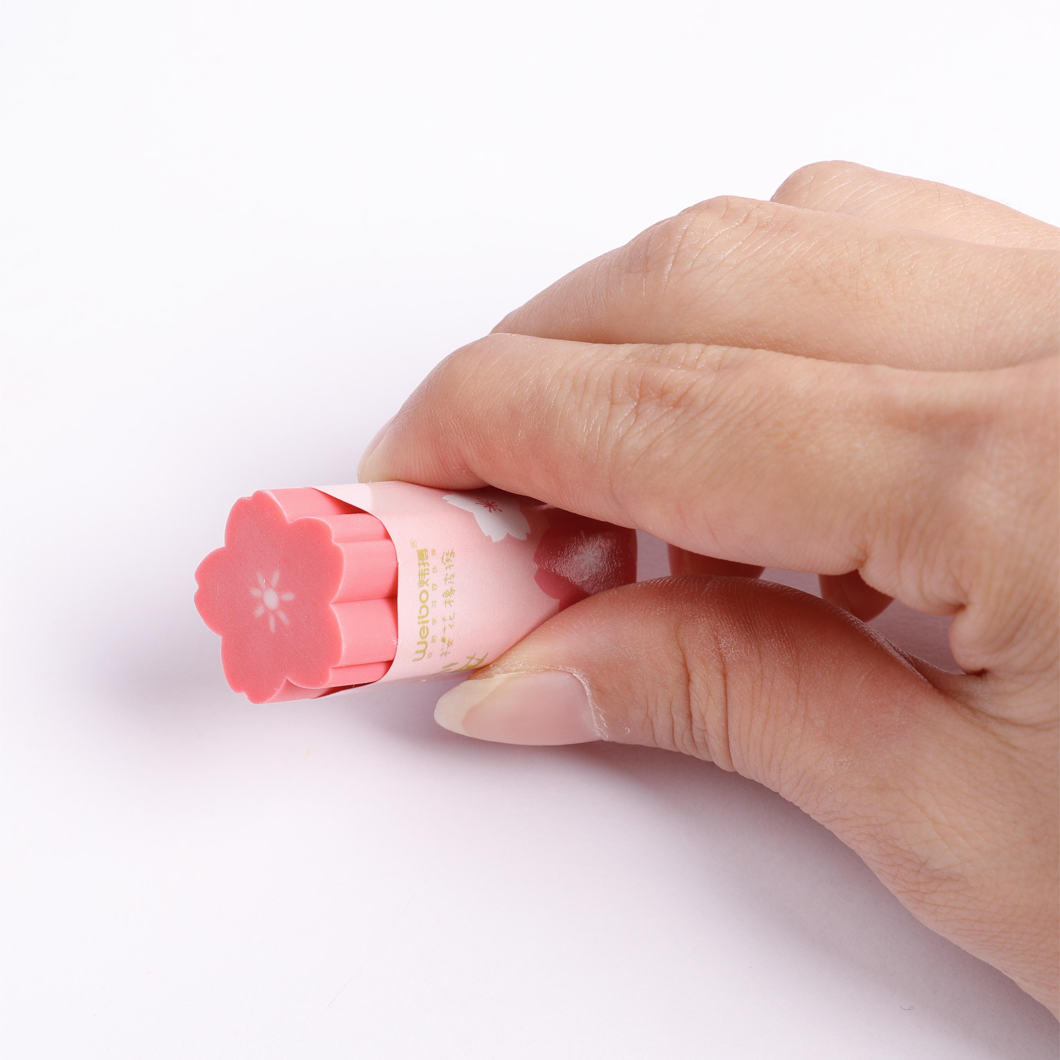 Weibo wholesale cherry blossom shape creative can cut eraser children's drawing writing pencil eraser student stationery prizes