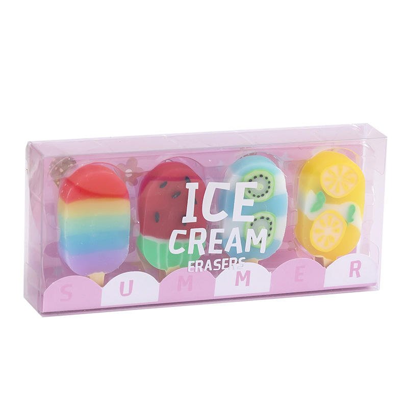 Soododo Factory Direct Sales Summer Sweet Ice Cream Seven Color Eraser Set Children's Christmas Gifts