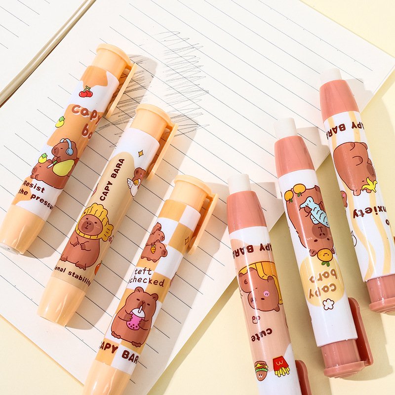 Best Selling Retractable Pencil Erasers Creative Cartoon Push Eraser Primary School Students Kindergarten Children Cute Eraser