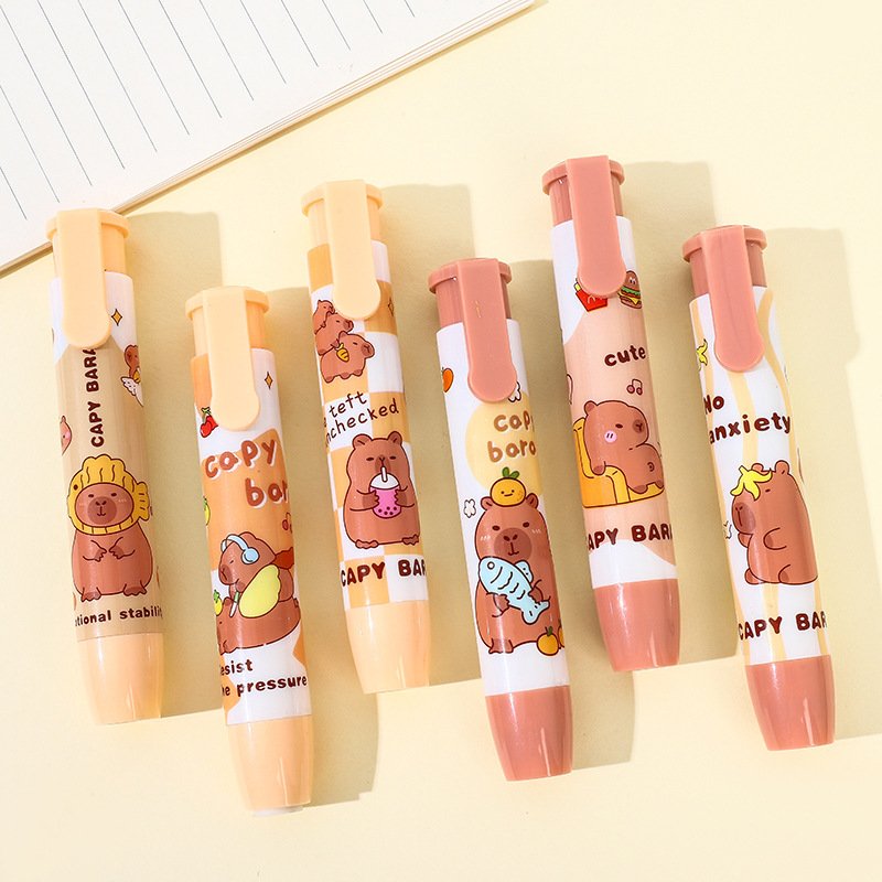 Best Selling Retractable Pencil Erasers Creative Cartoon Push Eraser Primary School Students Kindergarten Children Cute Eraser