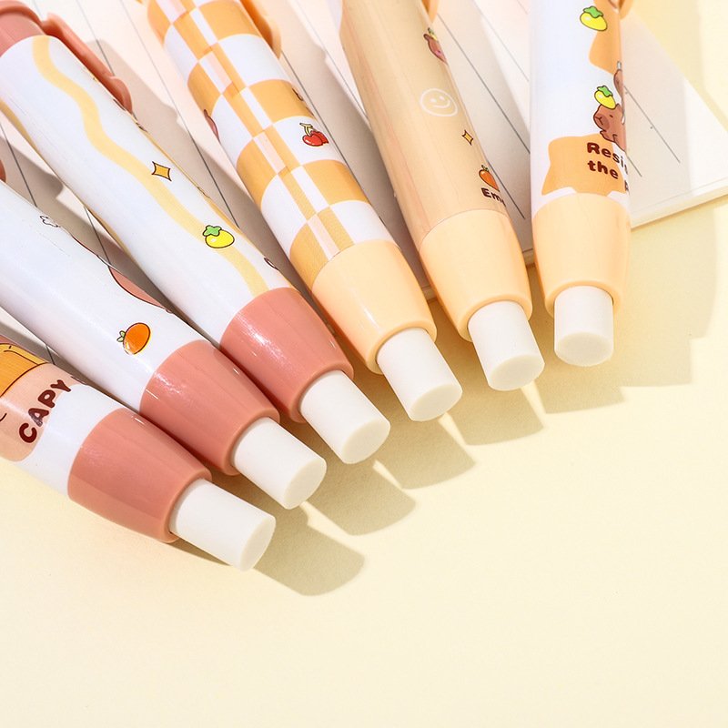 Best Selling Retractable Pencil Erasers Creative Cartoon Push Eraser Primary School Students Kindergarten Children Cute Eraser