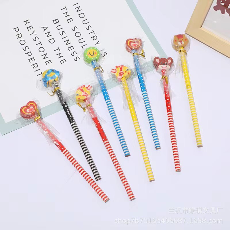 Wholesale HB pencils and eraser pencil kit cute school pencil set for Christmas school supplies student stationery
