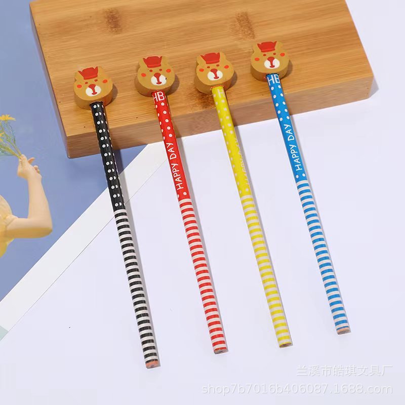 Wholesale HB pencils and eraser pencil kit cute school pencil set for Christmas school supplies student stationery