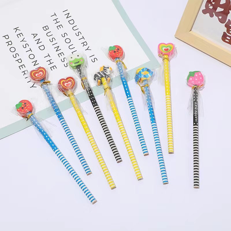 Wholesale HB pencils and eraser pencil kit cute school pencil set for Christmas school supplies student stationery