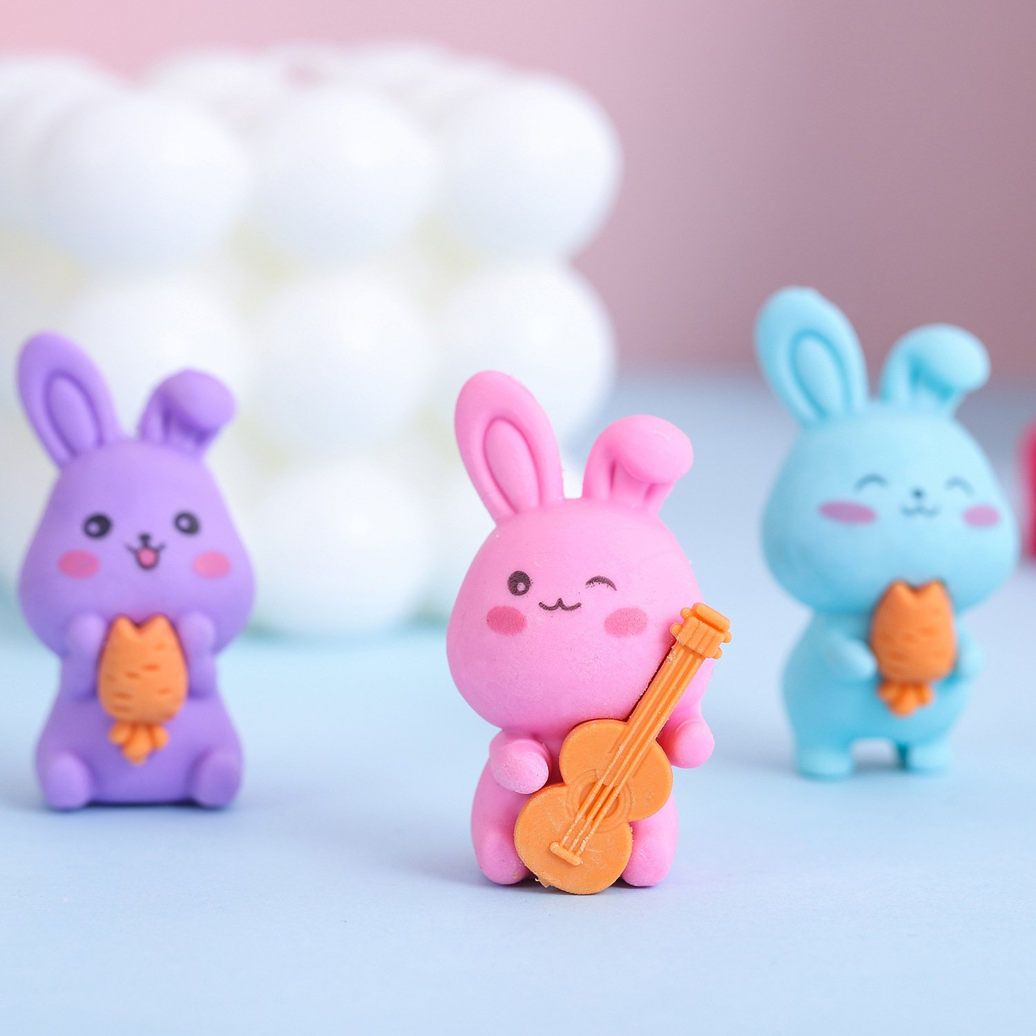 Creative Cute Cartoon Bunny Eraser Student Eraser Stationery Wholesale Children'S Day Christmas Gift Prizes