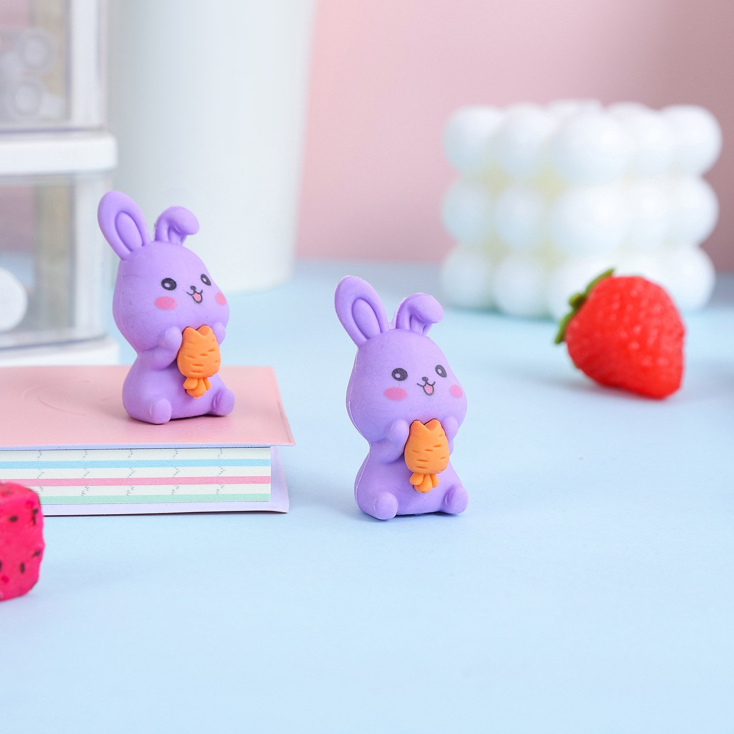 Creative Cute Cartoon Bunny Eraser Student Eraser Stationery Wholesale Children'S Day Christmas Gift Prizes