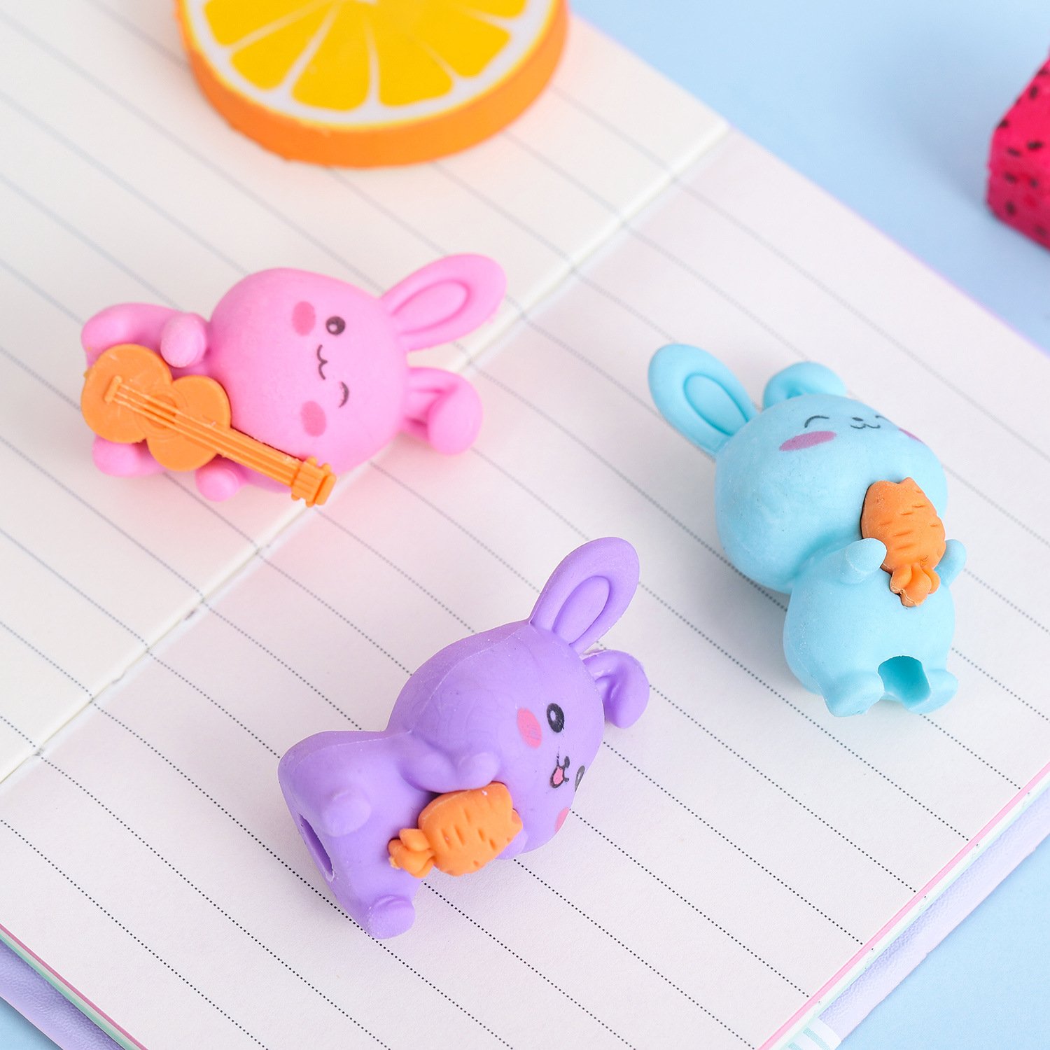 Creative Cute Cartoon Bunny Eraser Student Eraser Stationery Wholesale Children'S Day Christmas Gift Prizes