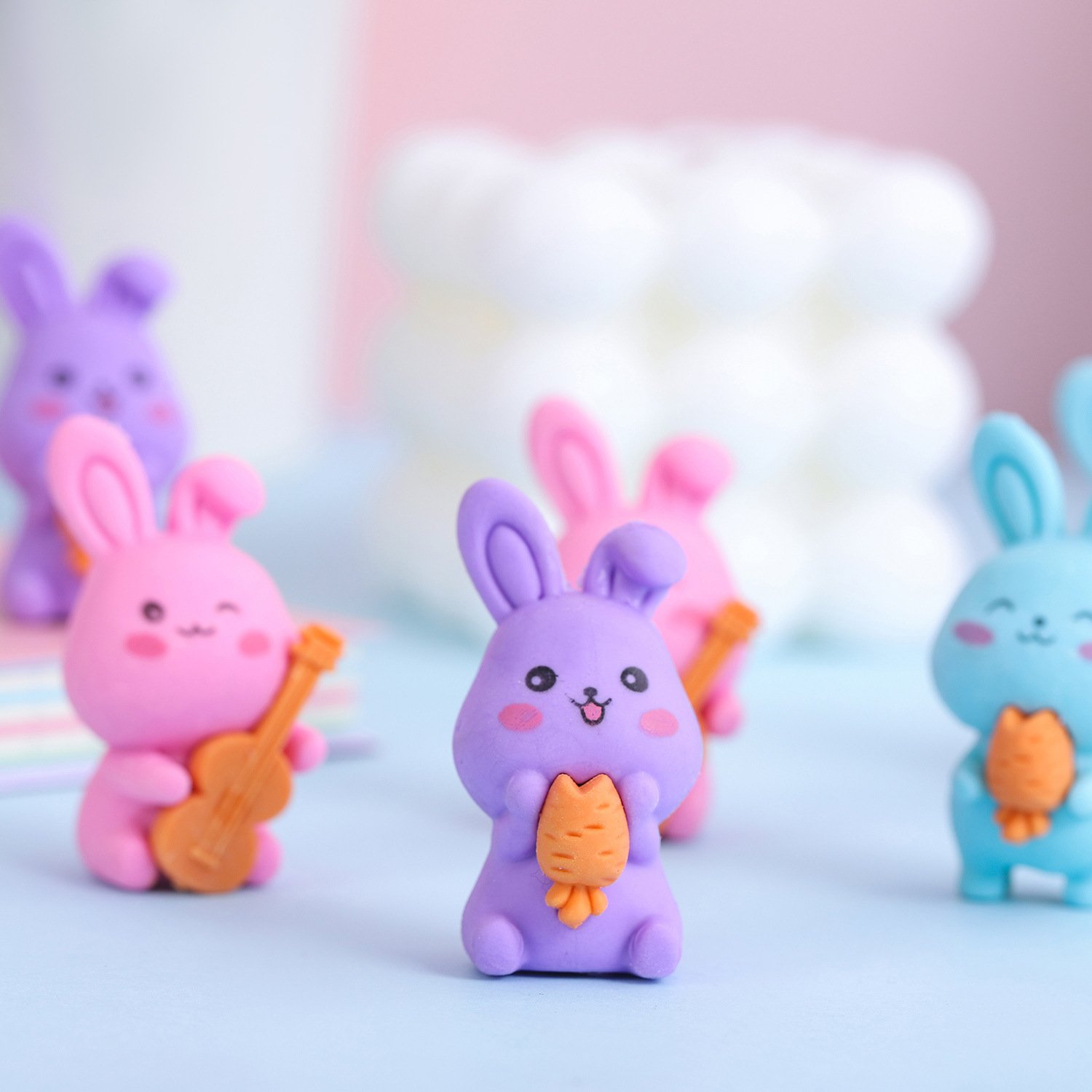 Creative Cute Cartoon Bunny Eraser Student Eraser Stationery Wholesale Children'S Day Christmas Gift Prizes
